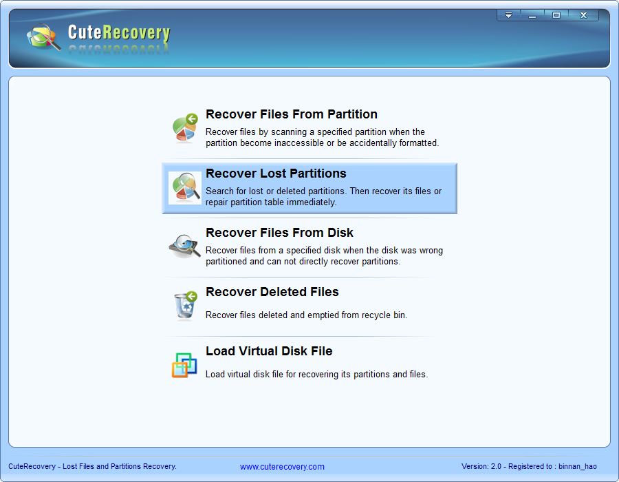 Lost Partition Recovery - Start Wizard