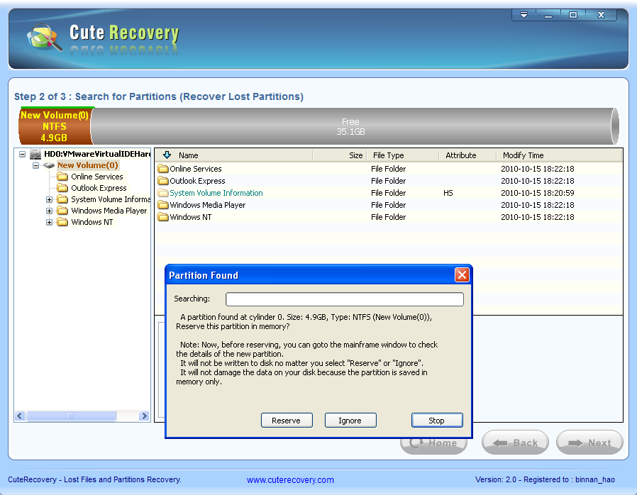 Lost Partition Recovery - Search Partitions